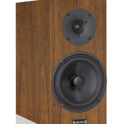 Audio Physic Classic 3 Speaker. Side Angle View. Finish is in Walnut.